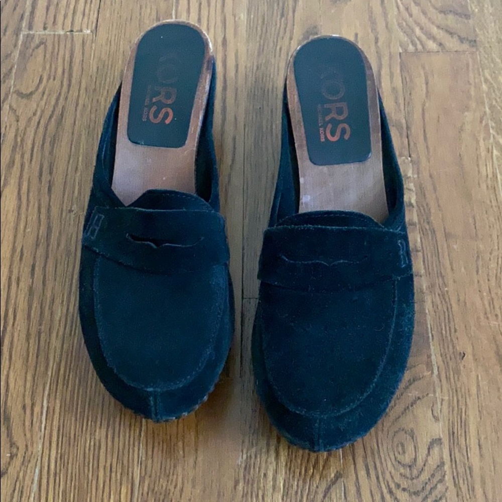 Kors black suede clogs